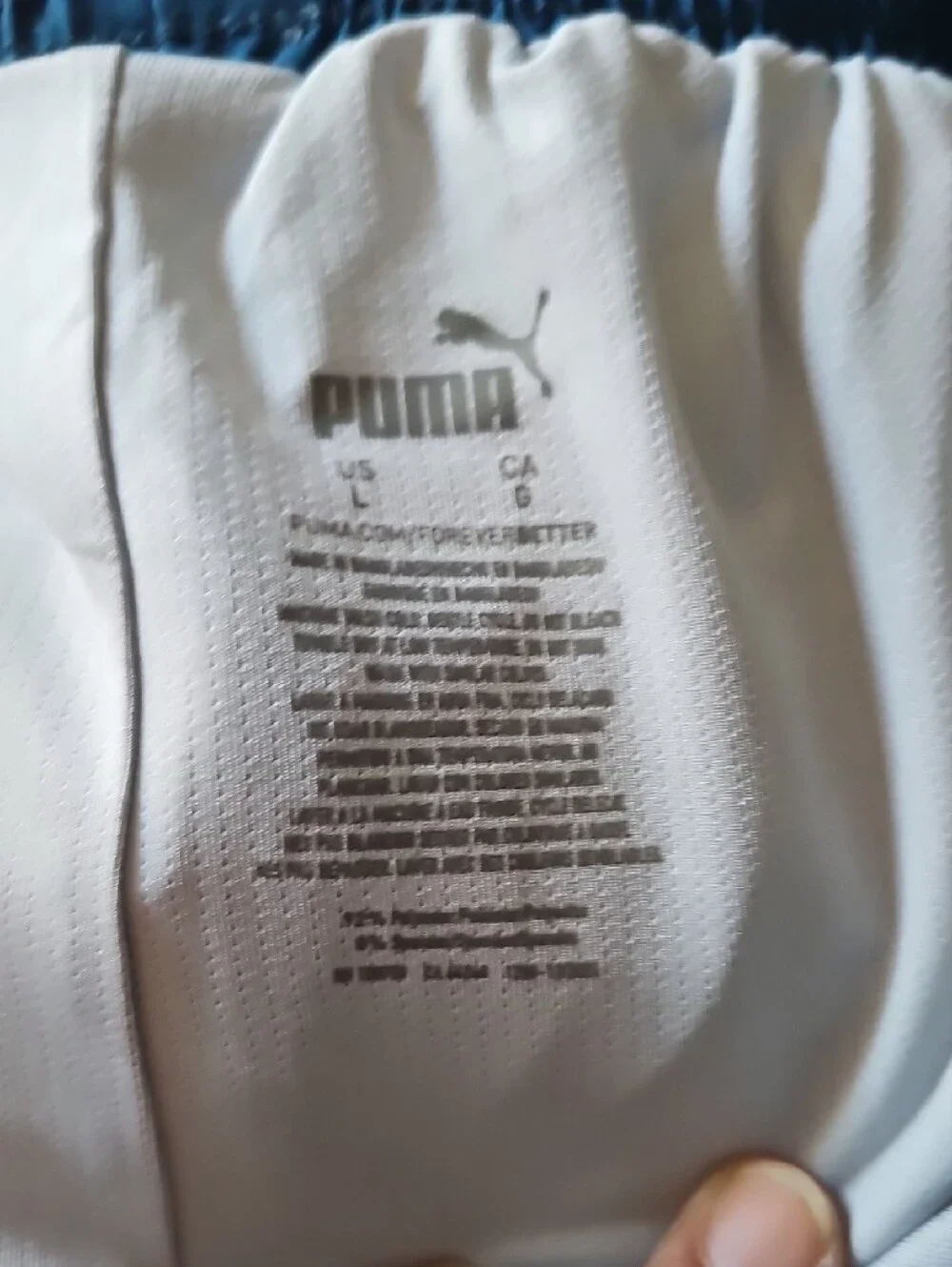 Puma Men’s Light Blue and Navy Swim Shorts with White Graphic Large